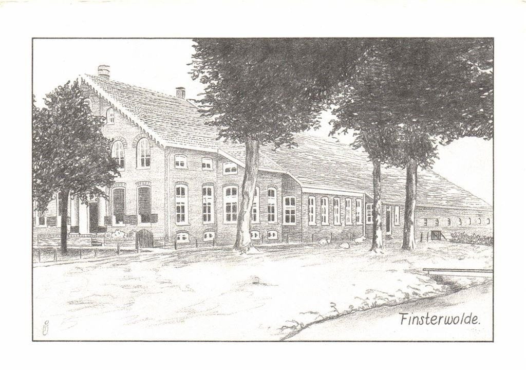Finsterwolde. - boerderij - tekening - 1993 gelopen, Ophalen of Verzenden, 1980 tot heden, Gelopen, Groningen