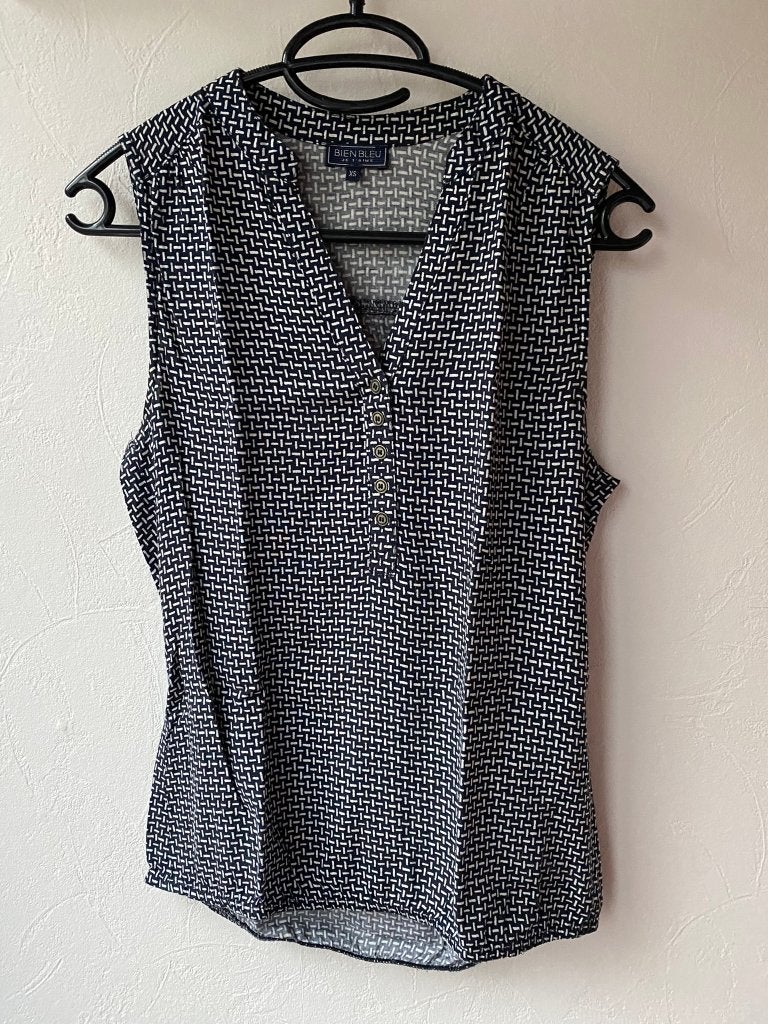 T-shirt blouse mouwloos zwart wit Bien Bleu maat XS, The Sting, Zwart, Nieuw, Ophalen of Verzenden