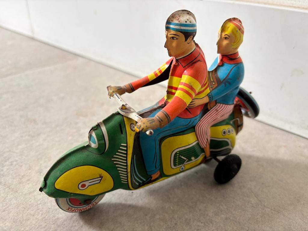 Vintage Technofix Blikken Speelgoed Scooter met Figuren, Ophalen of Verzenden