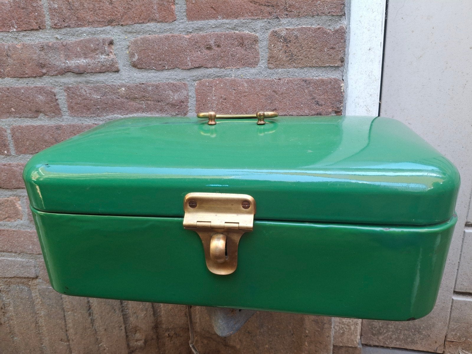 Emaille broodtrommel groen, Ophalen of Verzenden, Gebruikt