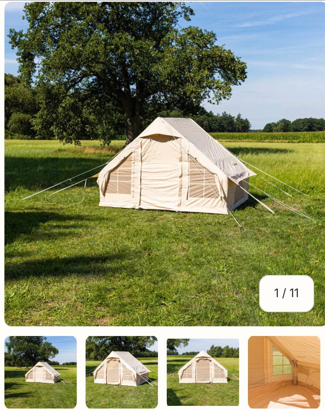 Leuke beige huisjestent voor 4 pers., Ophalen, Gebruikt, Tot en met 4