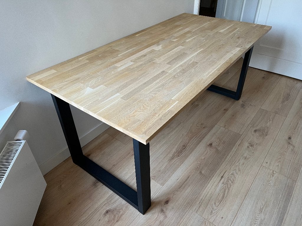 WOOOD Combi-Tablo eiken tafel 180x90 cm met U-poot, Huis en Inrichting, Tafels | Eettafels, Ophalen, Gebruikt, 50 tot 100 cm, Vijf personen of meer
