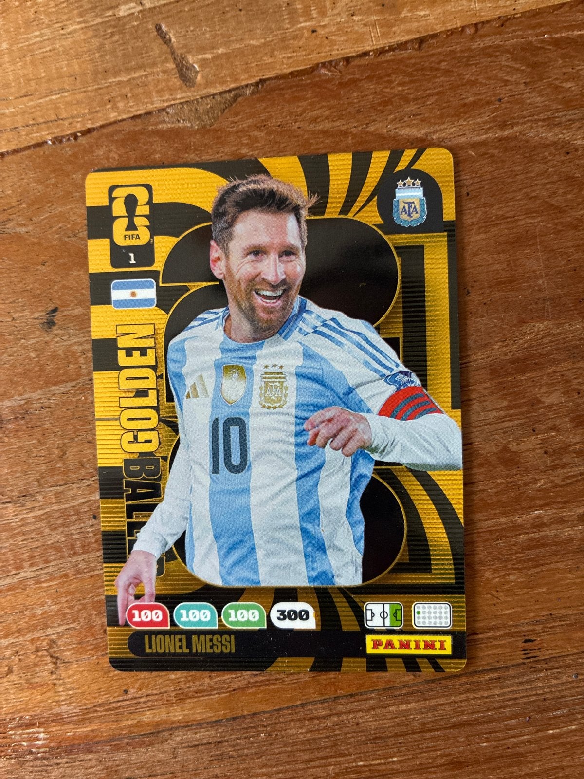 FIFA Golden Ball Panini Kaart Messi, Ophalen of Verzenden, Zo goed als nieuw, Overige sporten, Spelerskaart
