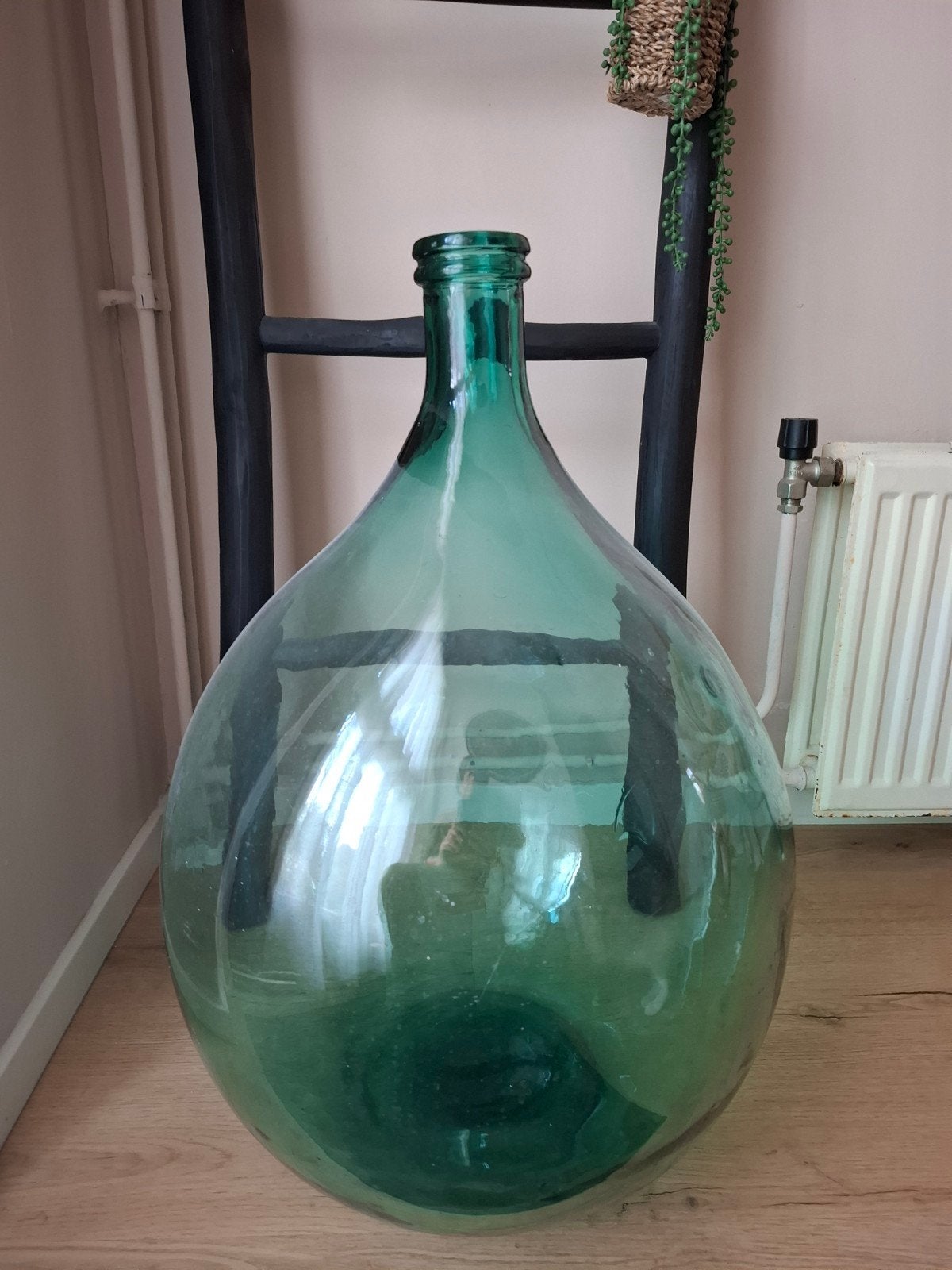 Brocante azuurblauwe gistfles XXL - 73 cm, Ophalen