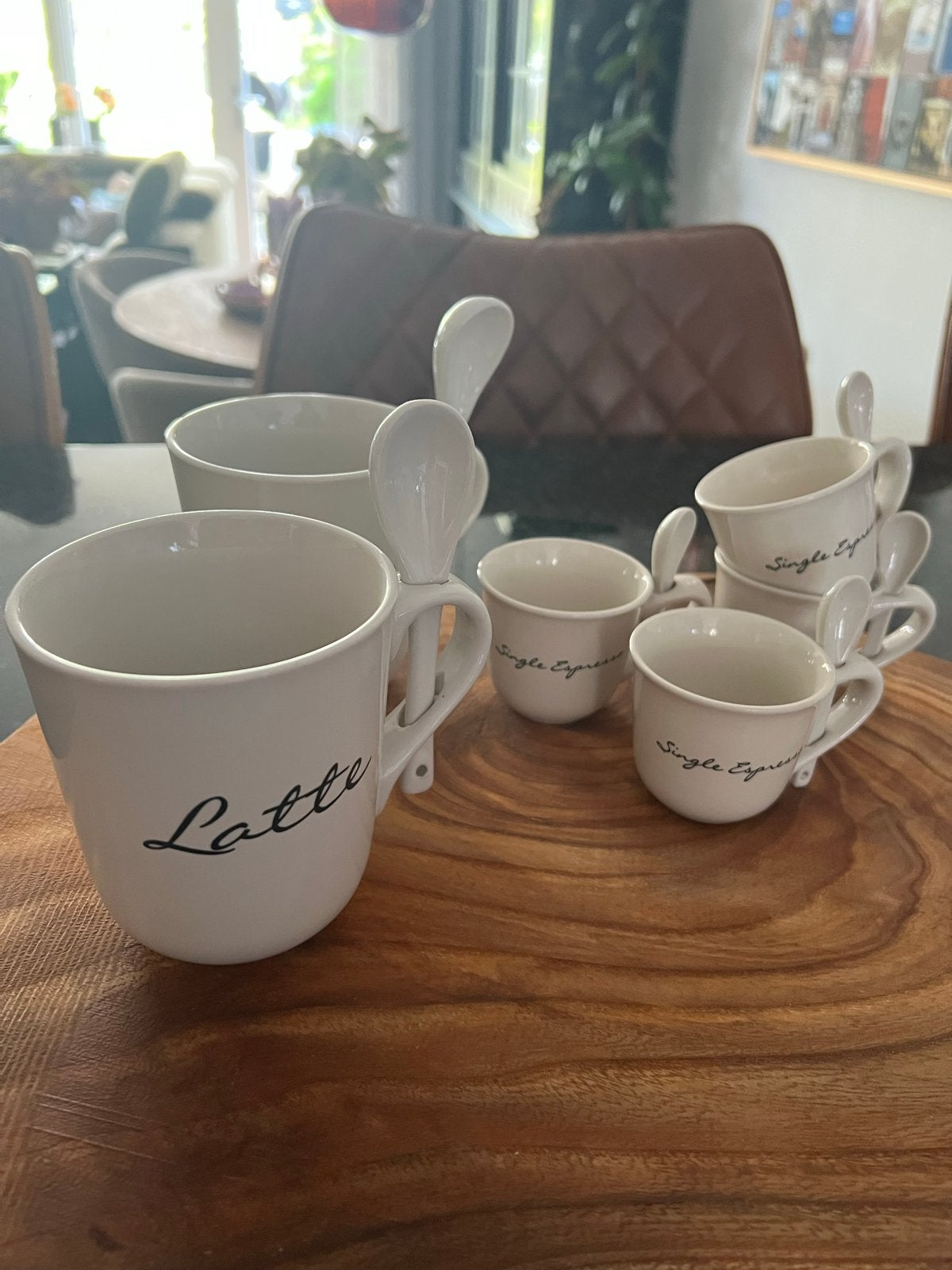 Riviera Maison Kopjes Latte en Single Espresso set, Ophalen, Gebruikt, Keramiek, Modern