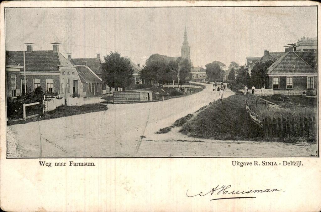 Farmsum - Weg - Dorpsgezicht, Ophalen of Verzenden, Voor 1920, Gelopen, Groningen
