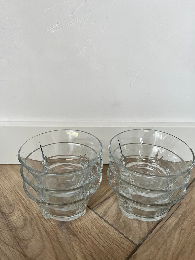 Set van 6 glazen schaaltjes - dessert/borrel, Schaal, Rond, Ophalen of Verzenden, Glas