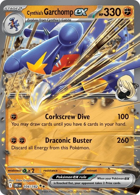 Cynthia's Garchomp EX 104 - Destined Rivals, Ophalen of Verzenden, Nieuw, Losse kaart, Foil