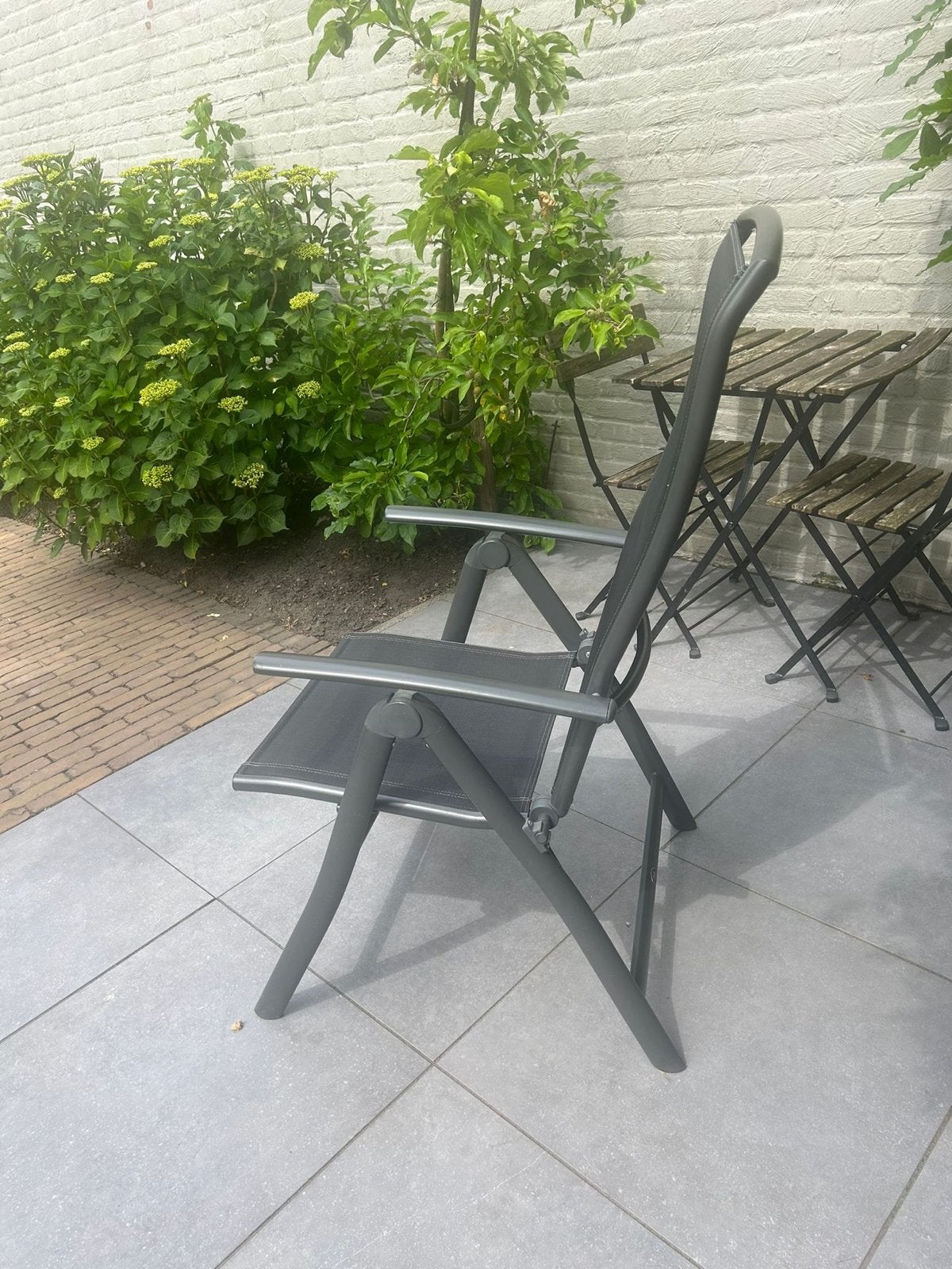 4 standenstoelen incl. lime groene kussens, Ophalen, Gebruikt, Metaal, Verstelbaar