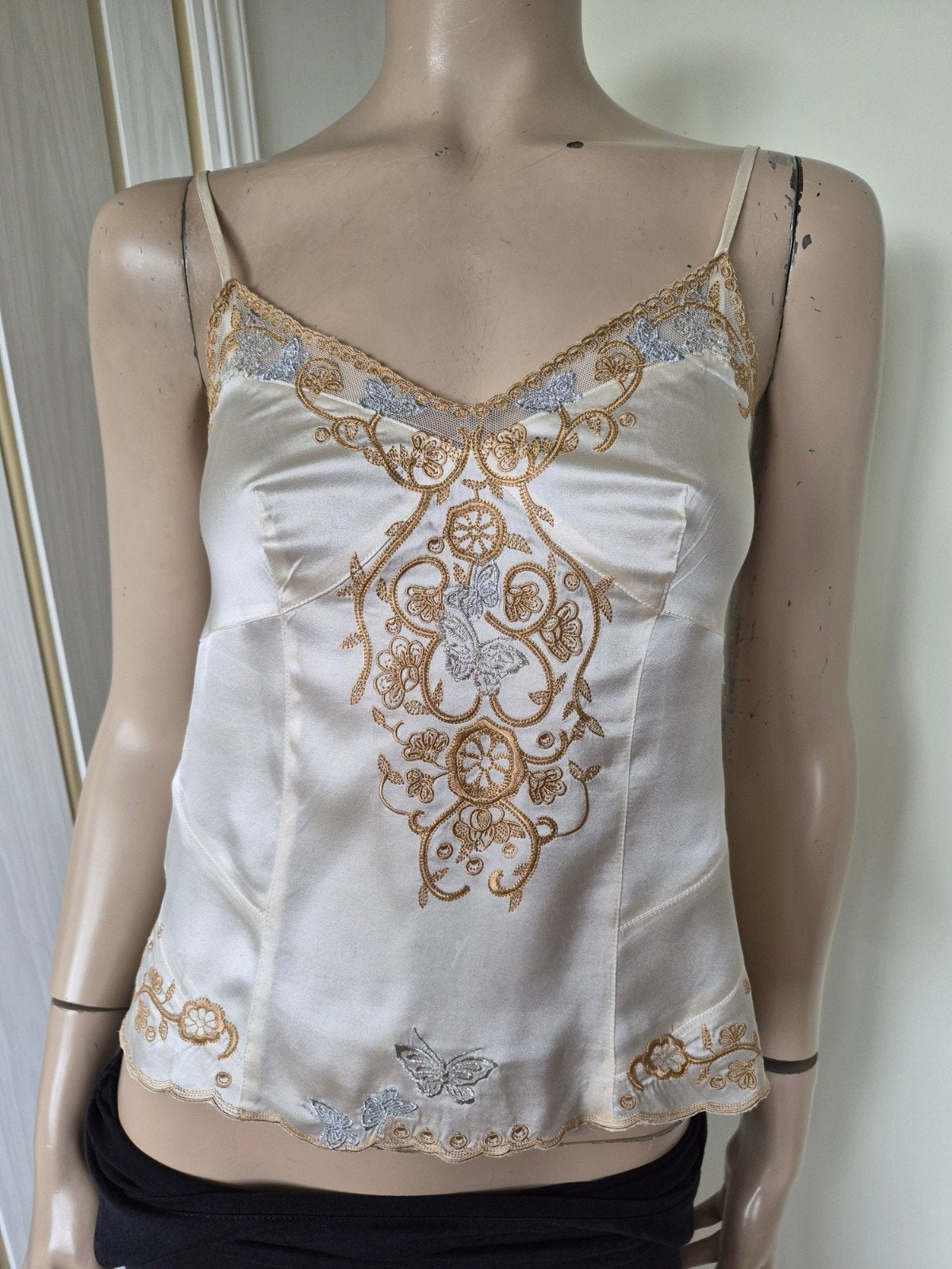 Manoukian silk top cami zijde maat 34/XS, Wit, Manoukian, Ophalen of Verzenden, Zo goed als nieuw