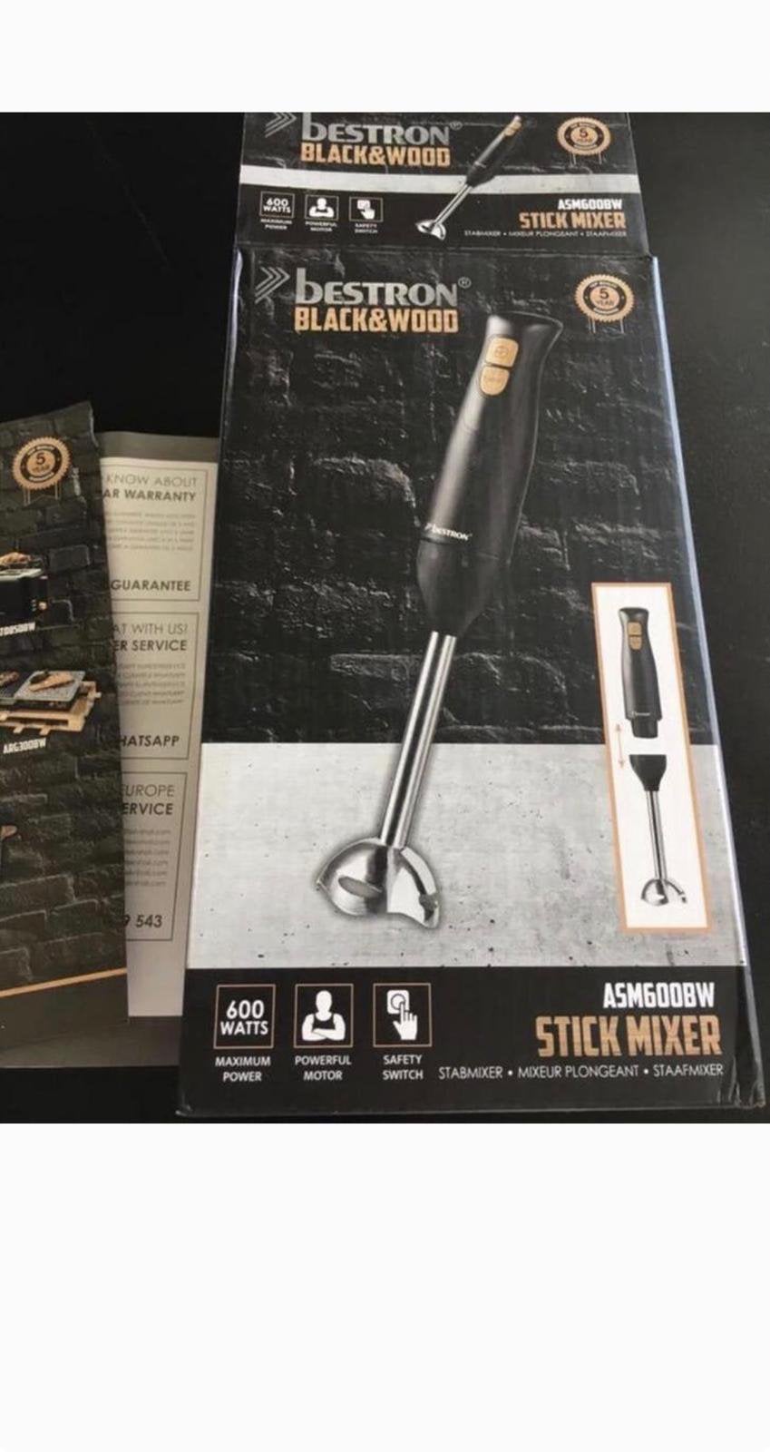 Nieuwe Bestron 600W Staafmixer Black Wood 5 Jaar Garantie, Overige typen, Ophalen, Nieuw, Meerkleurig