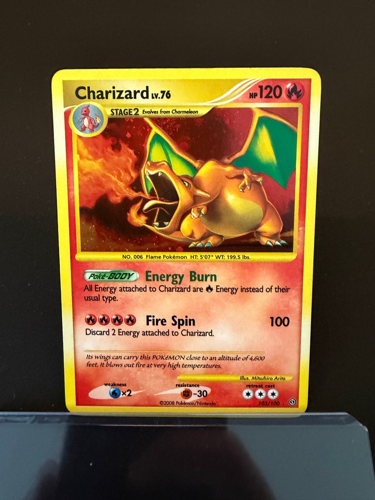 Vintage Pokémon Kaart - Charizard Lv.76 (103/100) - Holo, Ophalen of Verzenden, Gebruikt, Losse kaart, Foil