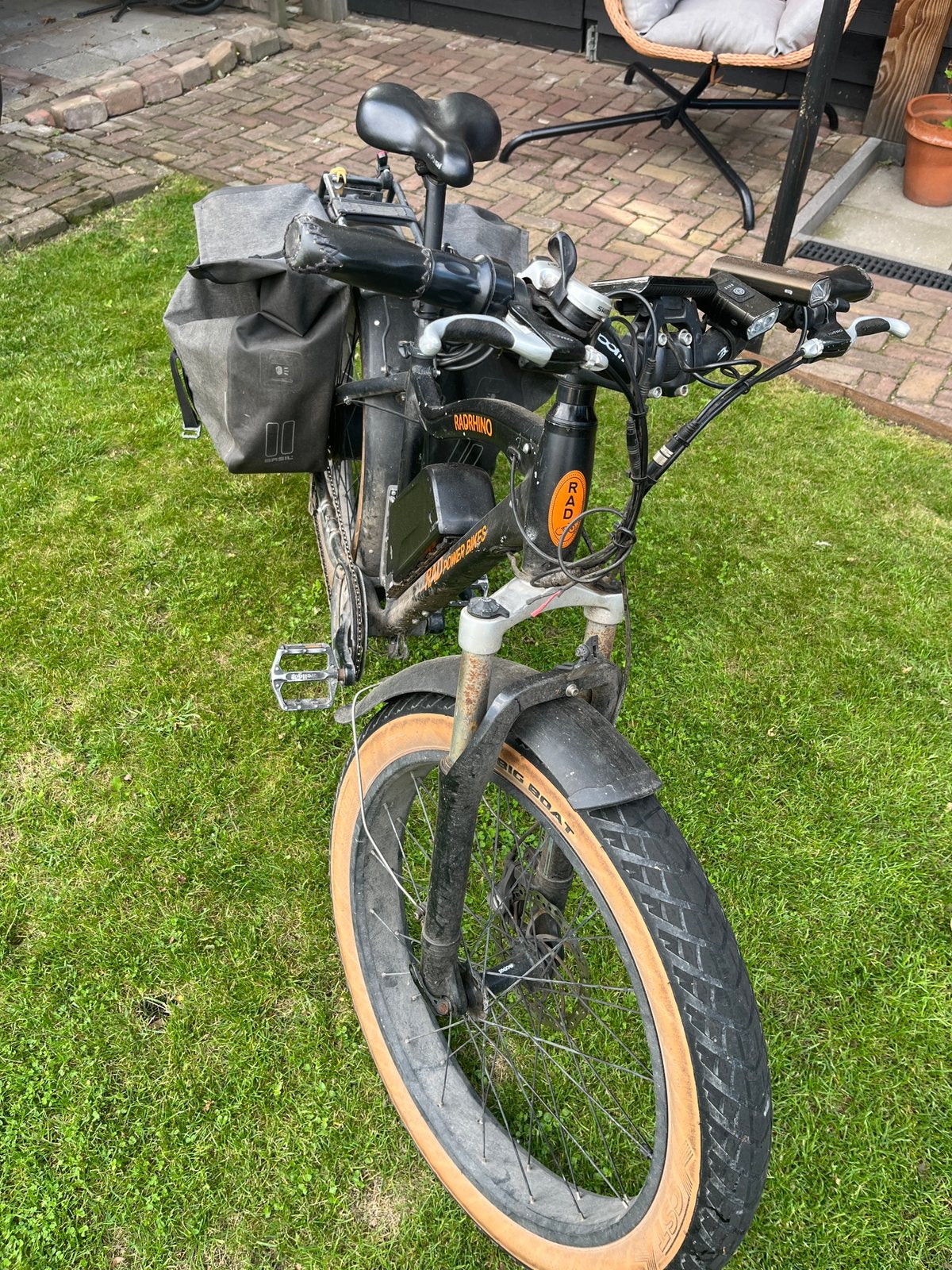Rad Power Bikes RadRhino 750W – L1e-A – 17.000 km, Ophalen, Gebruikt, Schijfrem