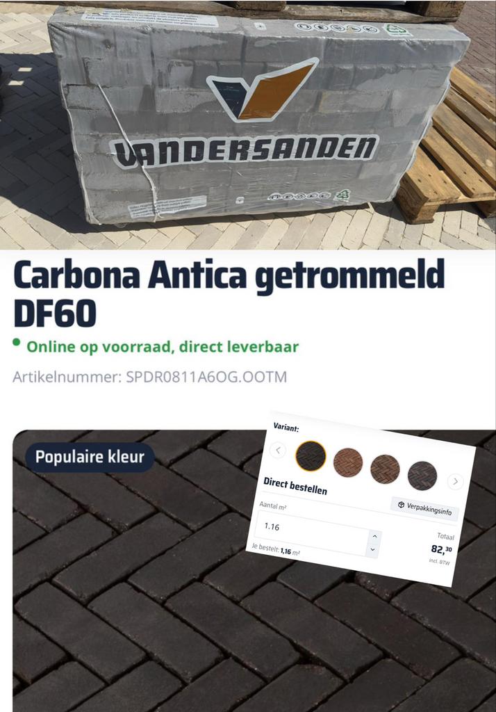 Gebakken klinker df60 Antica groma en carbona nieuw over, Keramiek, Klinkers, Nieuw, Ophalen of Verzenden