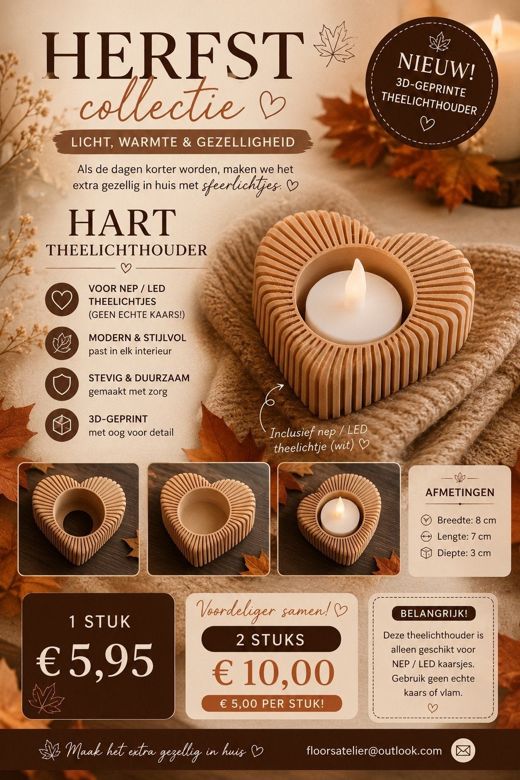 herfst kaashouder, Huis en Inrichting, Woonaccessoires | Kandelaars en Kaarsen, Kunststof, Waxinelichthouder, Nieuw, Ophalen of Verzenden