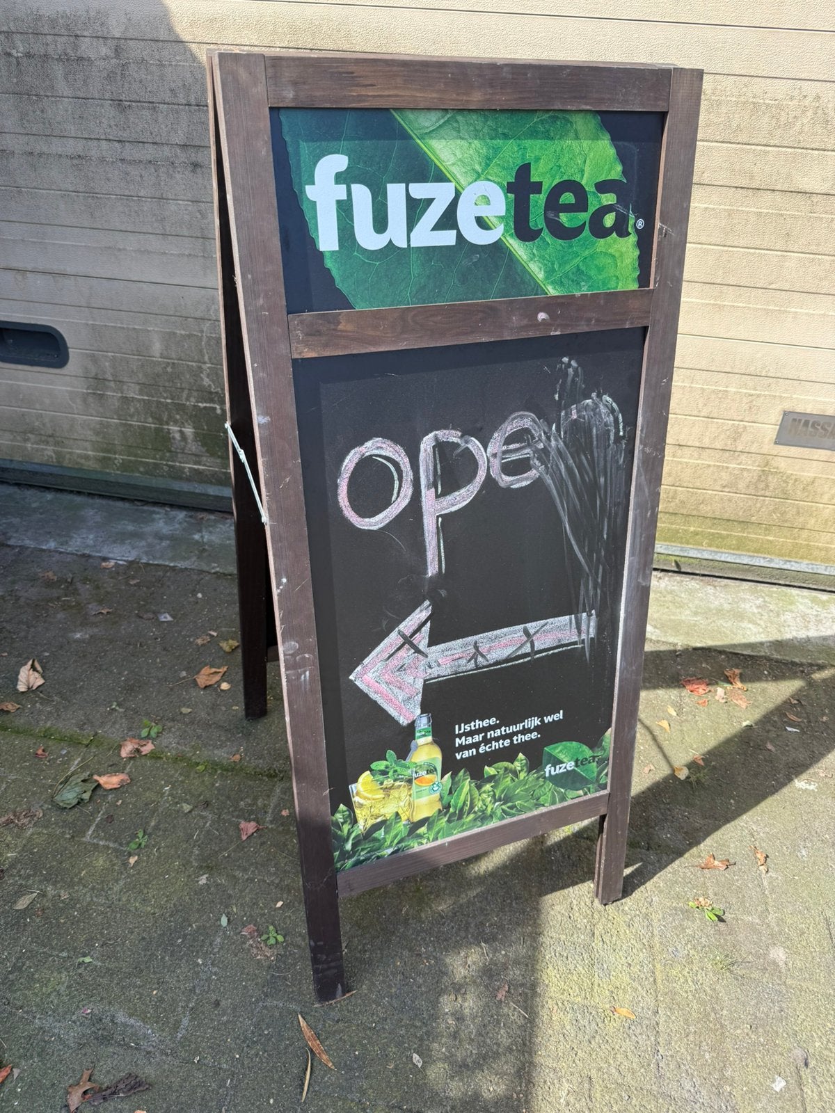 Mooi degelijk stoepbord reclame bord maten zie foto’s, Ophalen, Zo goed als nieuw, Reclamebord