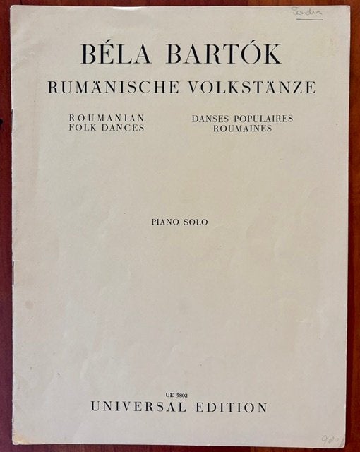BELA BARTOK ROEMEENSE VOLKSDANSEN PIANOBOEK, Gebruikt, Klassiek, Ophalen of Verzenden, Artiest of Componist