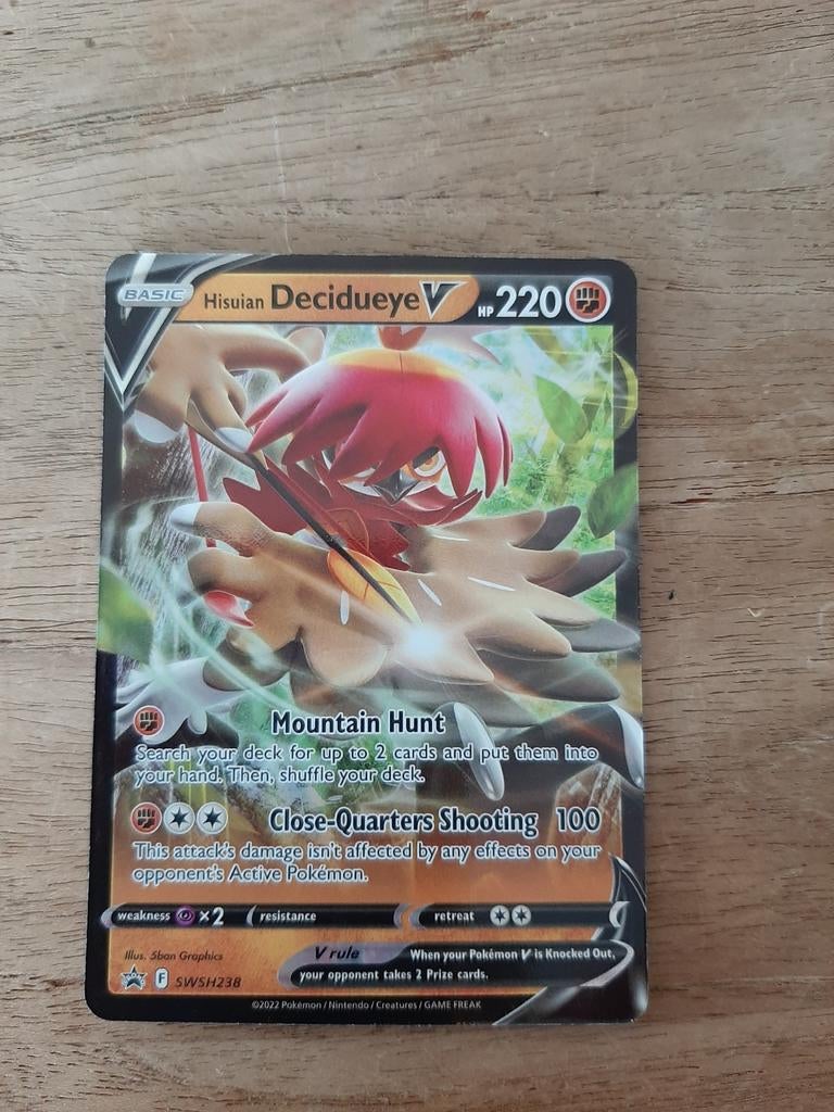 Hisuian Decidueye V Pokémon Kaart - SWSH258, Ophalen, Zo goed als nieuw, Losse kaart, Foil