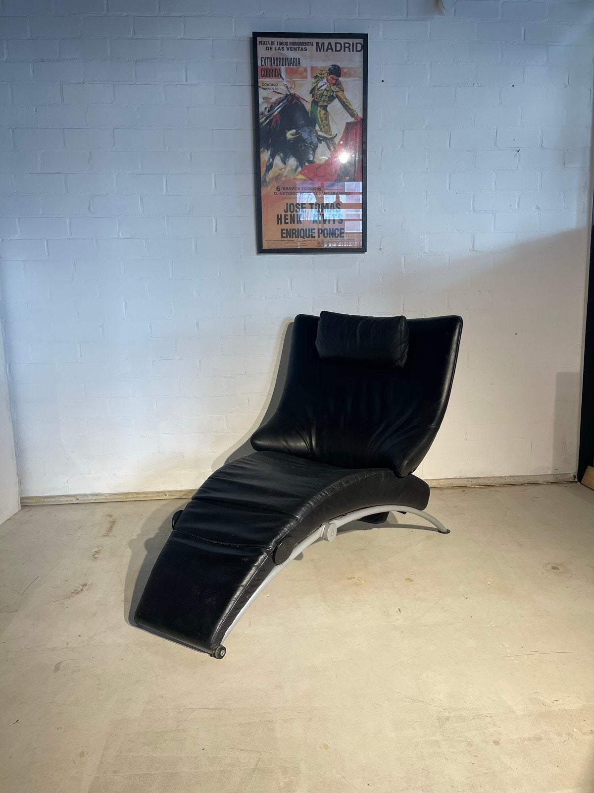 Vintage WK Wohnen Solo 699 Fauteuil - Zwart Leer, Ophalen, Gebruikt, Geen, WK Wohnen Solo 699
