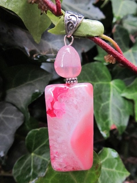 Hanger Light Point Pink agaat lang-nugget zilver, Ophalen, Nieuw, Roze, Met edelsteen