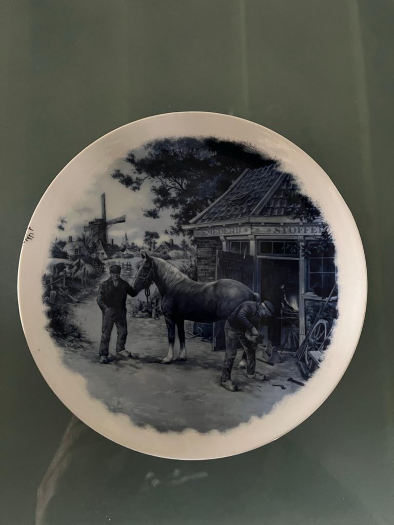 Antiek Delfts Blauw decoratiebord - J.C. Van Hunnik, Ophalen of Verzenden