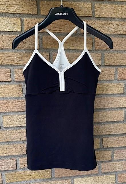 Patagonia top zwart met wit afgebiesd mt XS NIEUW, Verzenden, Zwart, Zonder mouw, Maat 34 (XS) of kleiner