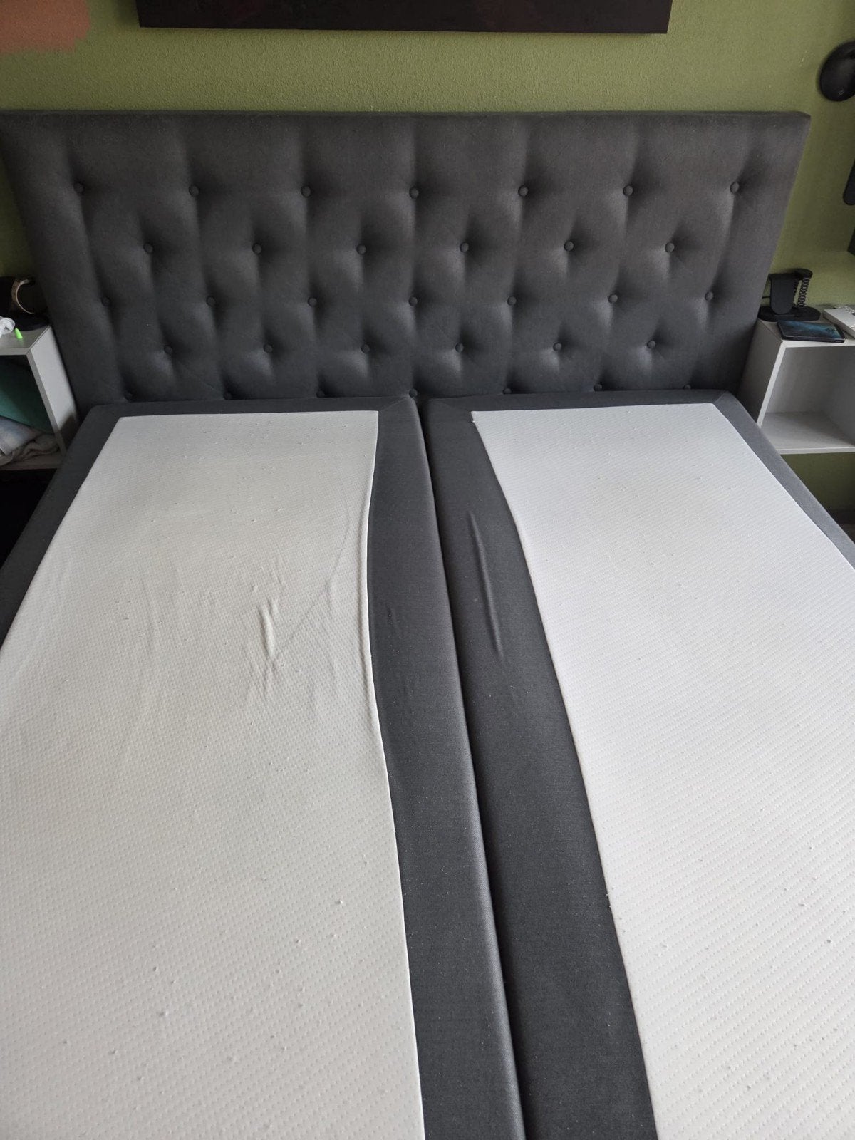 Elektrische boxspring antraciet - 8 jaar oud, Ophalen, Tweepersoons, Grijs, Verstelbaar