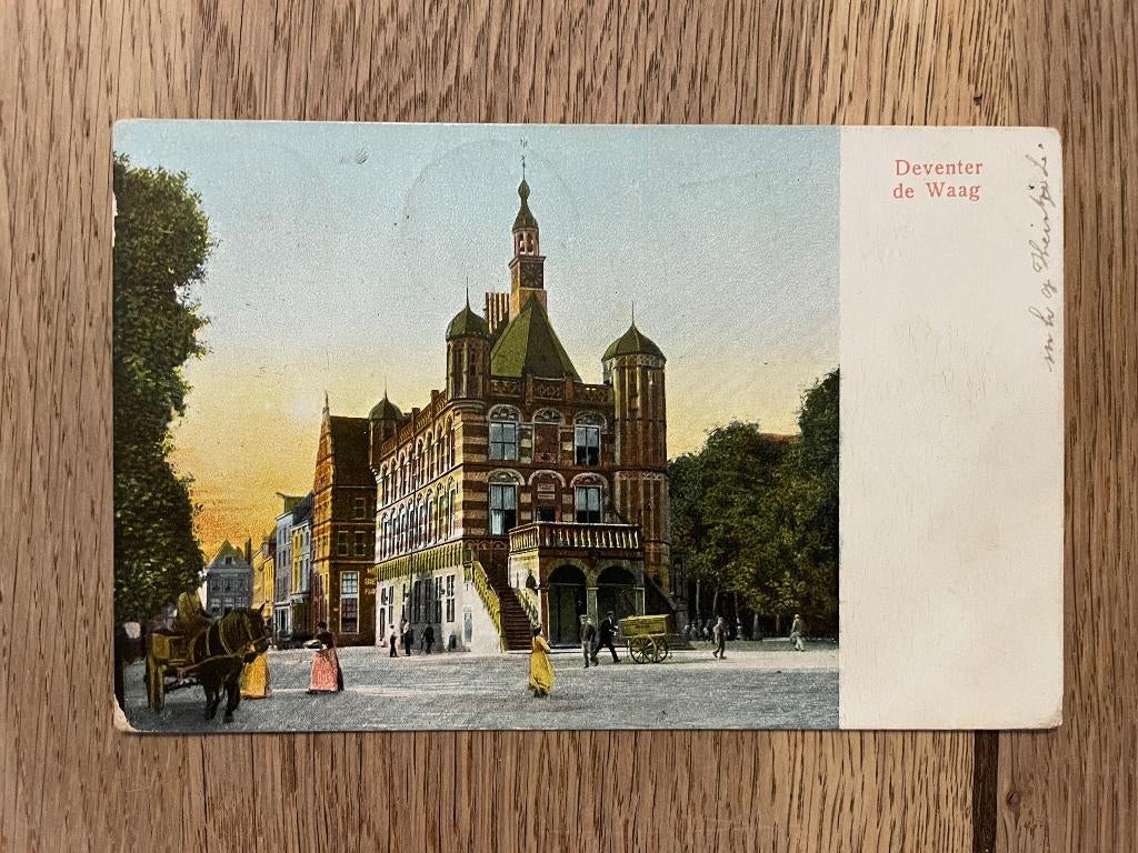 D676 Oude ansichtkaart Deventer : Deventer de Waag, Ophalen of Verzenden, Voor 1920, Gelopen, Overijssel