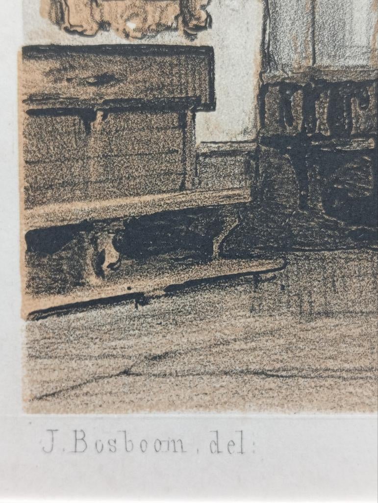 Johannes Bosboom gekleurde litho kerkinterieur ca 1850, Ophalen of Verzenden