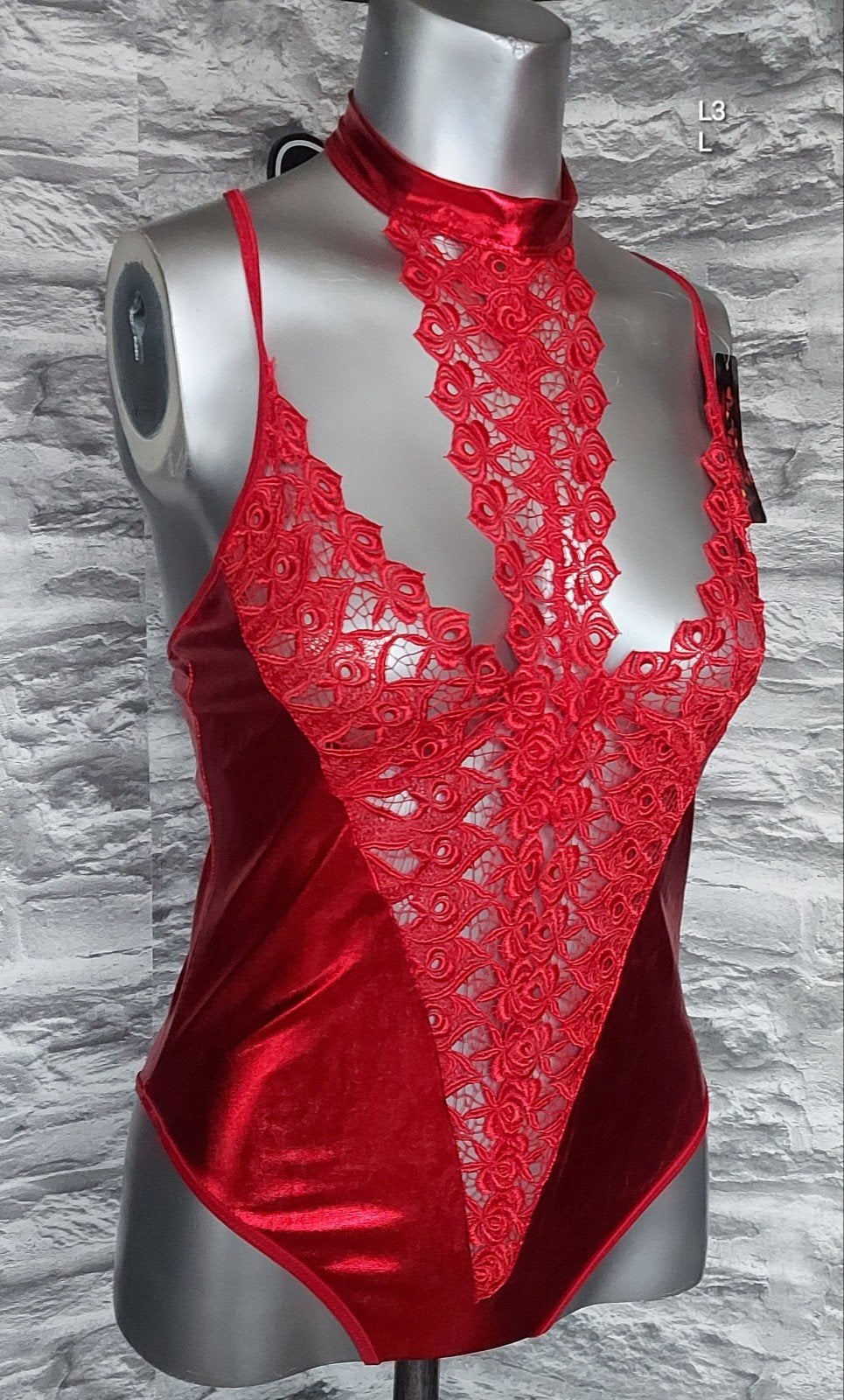 Kinky Rode Body met Kant en Open Rug, Onbekend, Ophalen of Verzenden, Rood, Body of Korset
