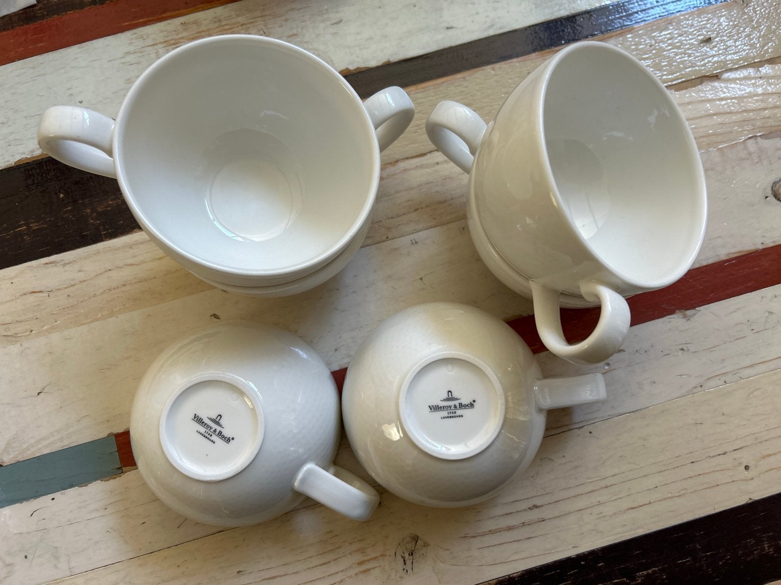 6 Villeroy & Boch cappuccino- of soepkommen, Ophalen of Verzenden, Zo goed als nieuw, Kom(men), Effen