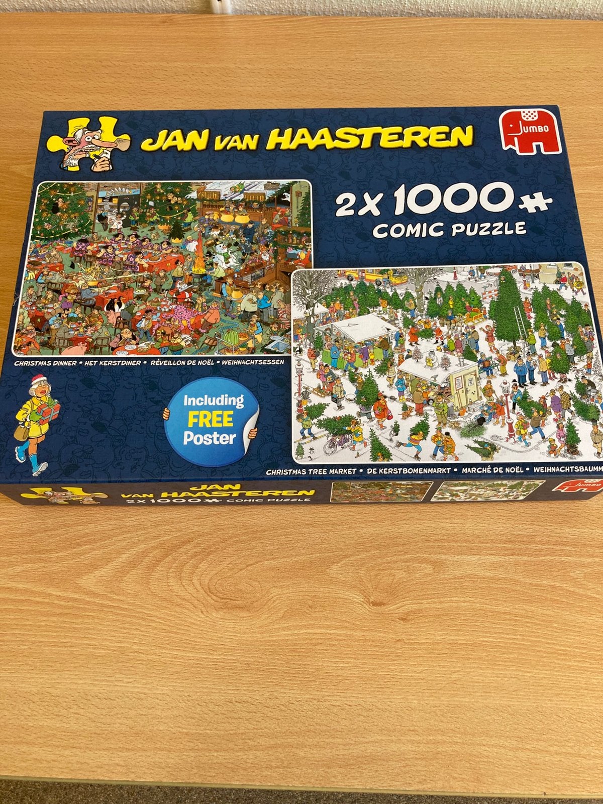 Jan van Haasteren combidoos 2 in 1, Ophalen of Verzenden, 500 t/m 1500 stukjes, Gebruikt, Legpuzzel