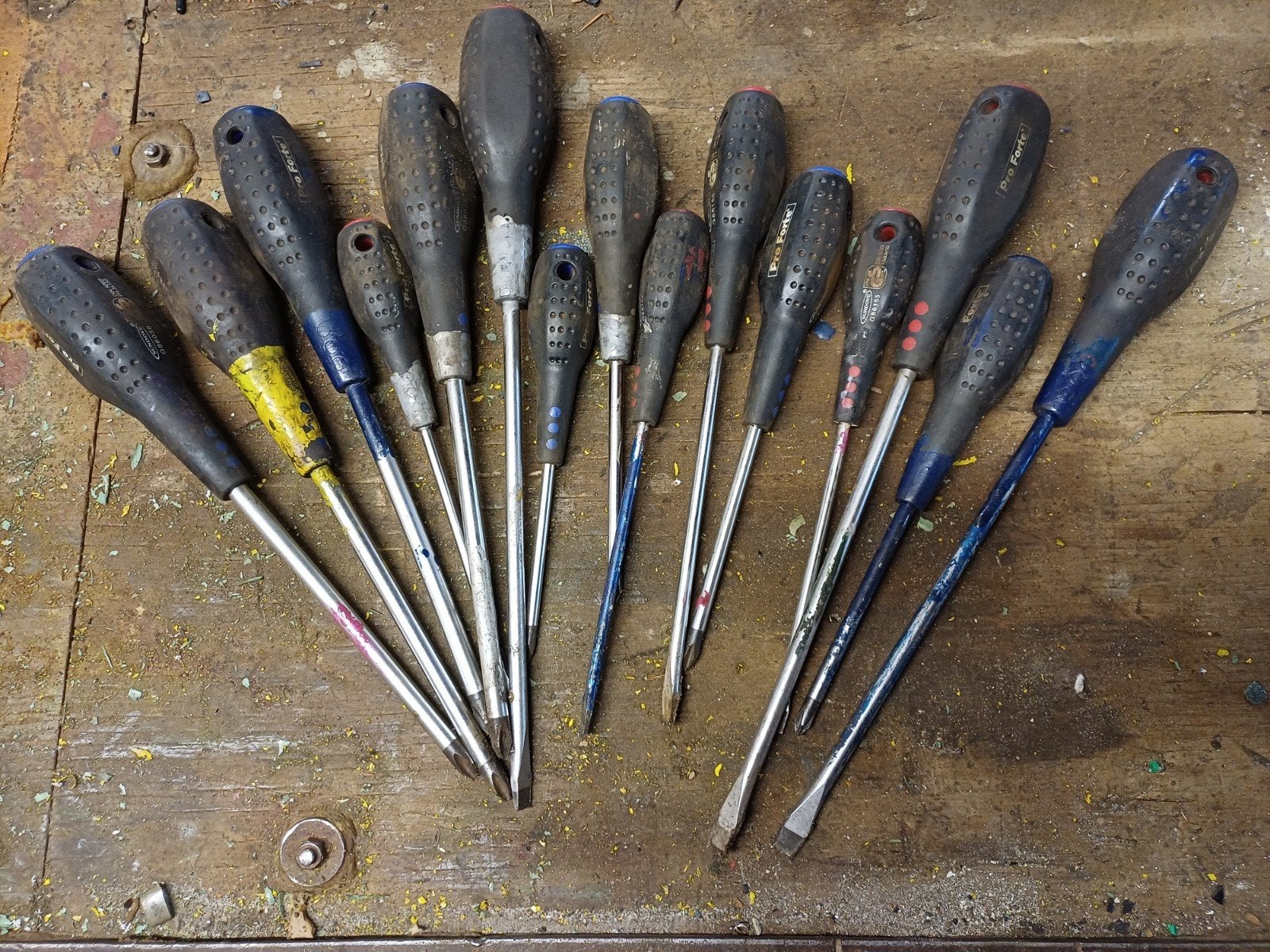 Grote set 15 gebruikte schroevendraaiers (Pro Forte), Doe-het-zelf en Verbouw, Gereedschap | Handgereedschap, Ophalen of Verzenden