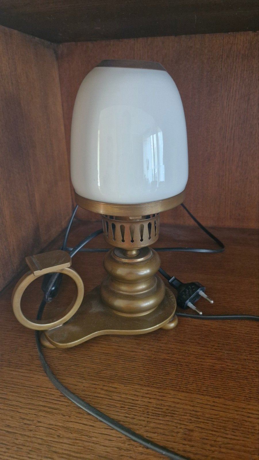 Vintage tafellamp met opaline glas, Ophalen