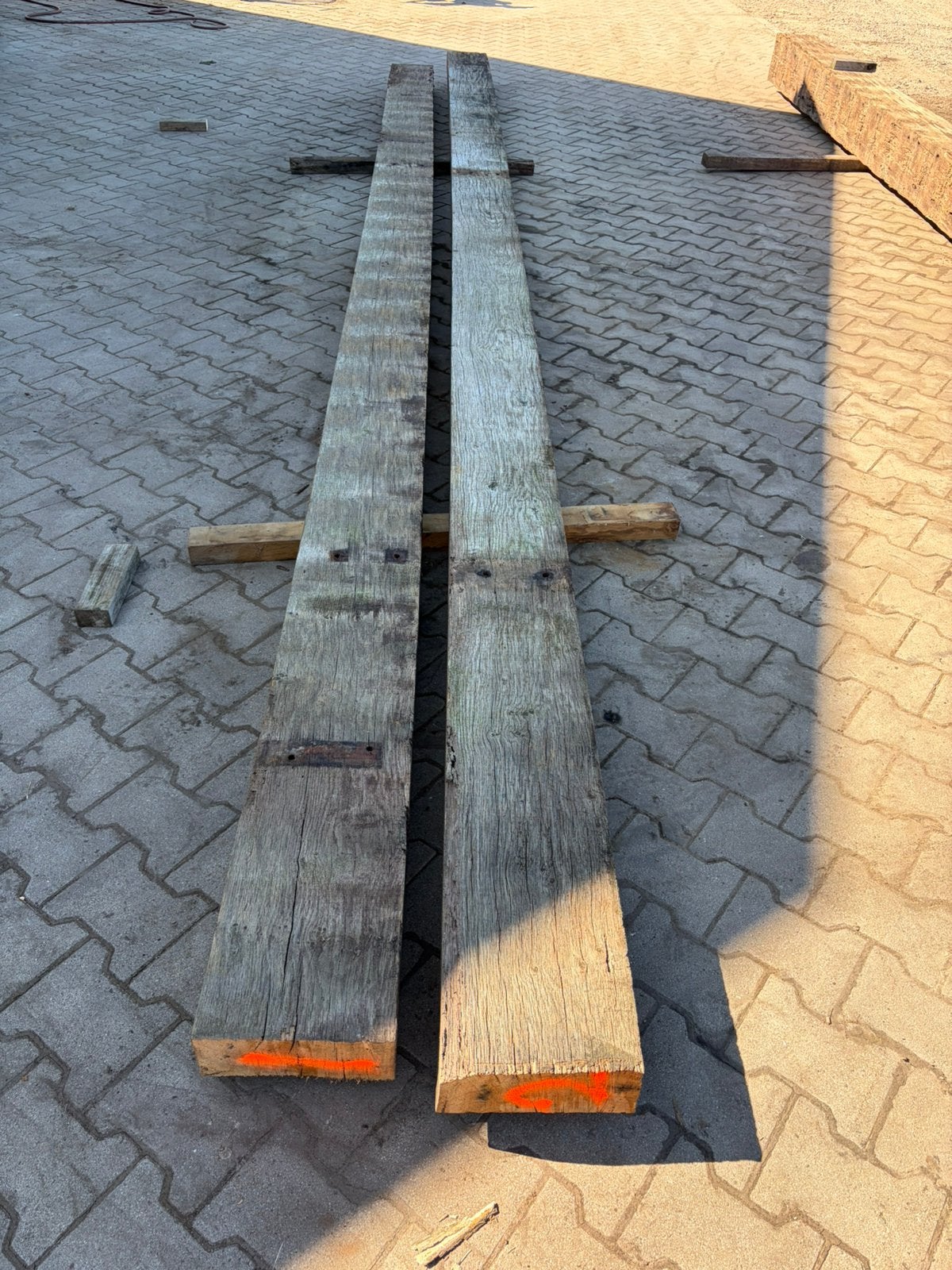Eiken balken 10x25cm, Doe-het-zelf en Verbouw, Ophalen, Eiken, Zo goed als nieuw, 50 mm of meer