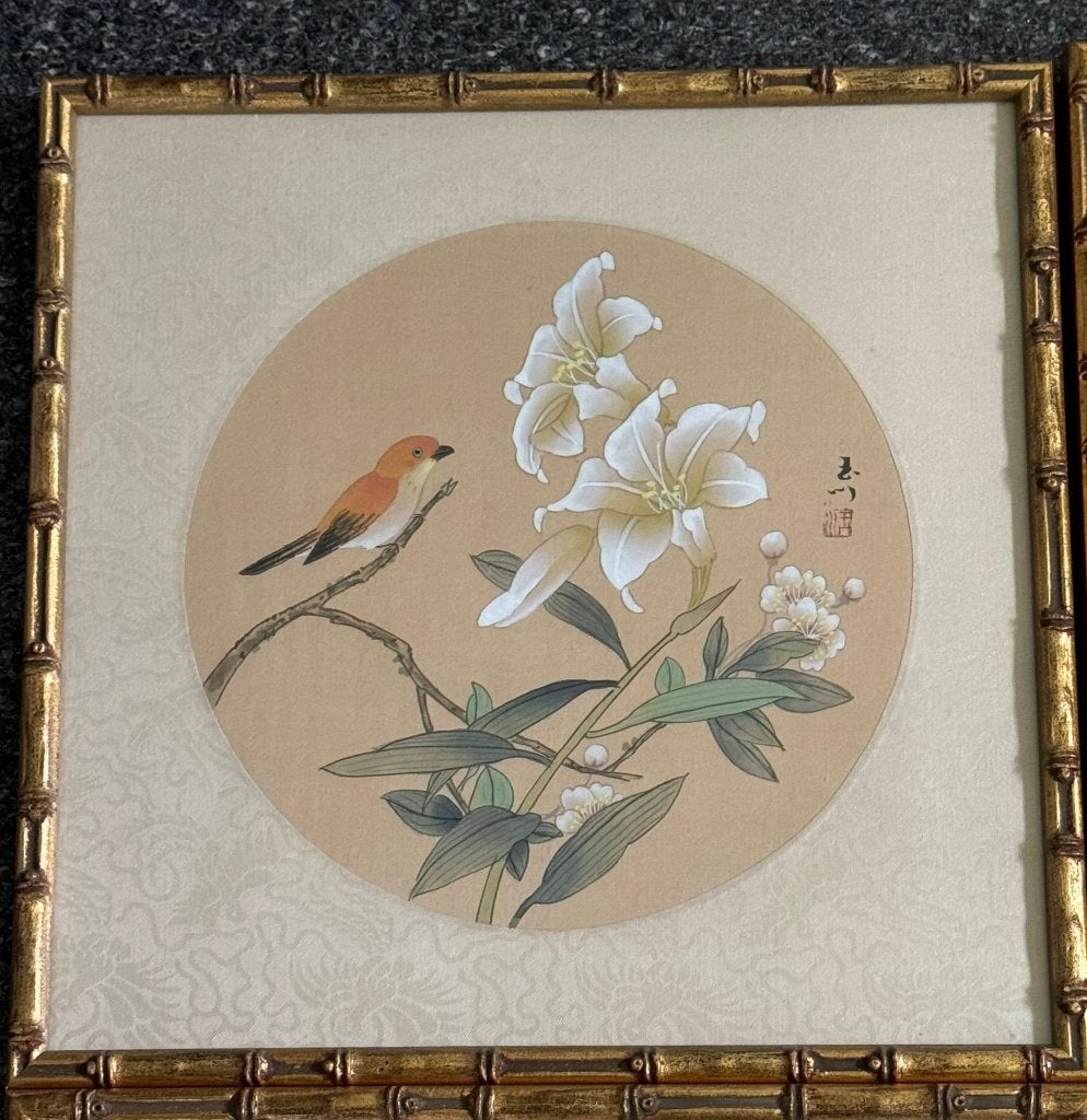 handgeschilderde chinese kunst op zijde in mooie lijst, Ophalen, Wanddecoratie, Overige materialen, China