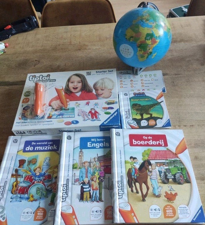 Tiptoi Starter Set met boeken en wereldbol, Ophalen of Verzenden, Gebruikt, Knutselen, Met geluid