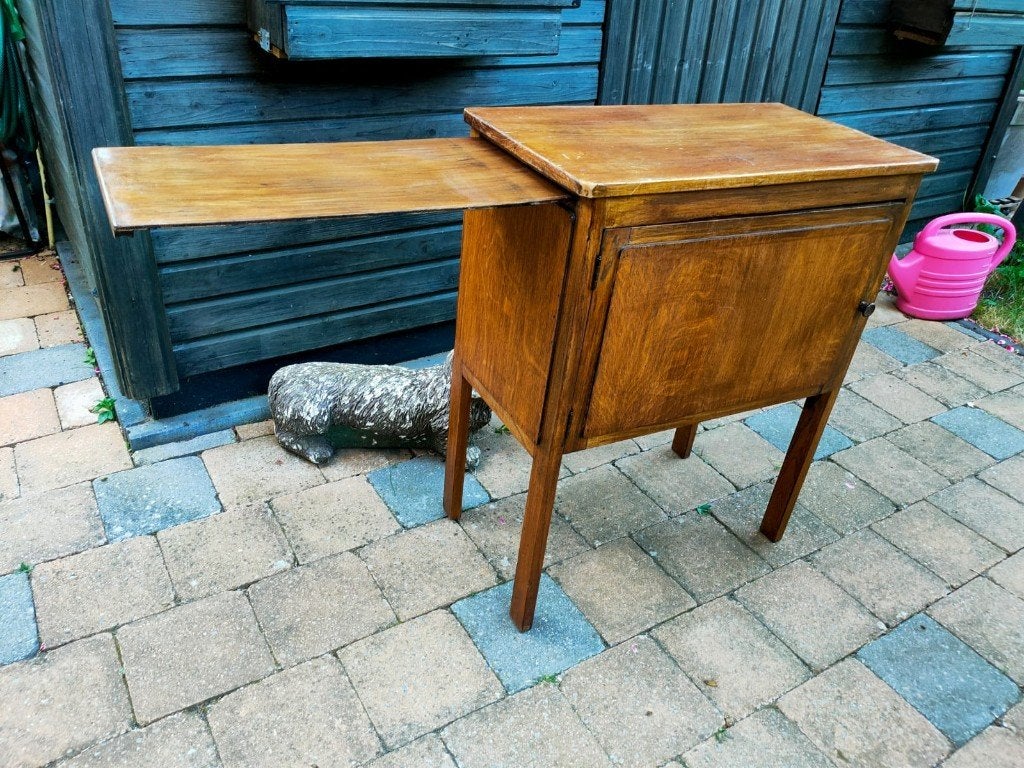 Vintage naaikastje-tafeltje, Ophalen, Gebruikt