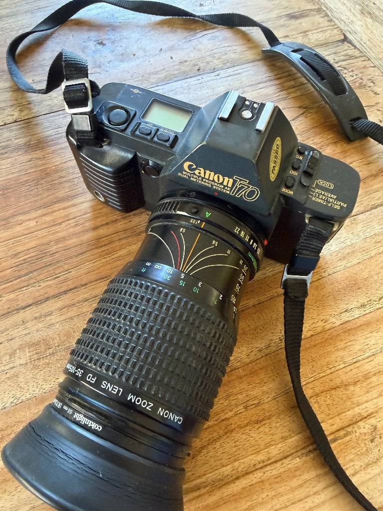 Canon T70  met Canon lens, Ophalen of Verzenden, Gebruikt, Spiegelreflex, Canon