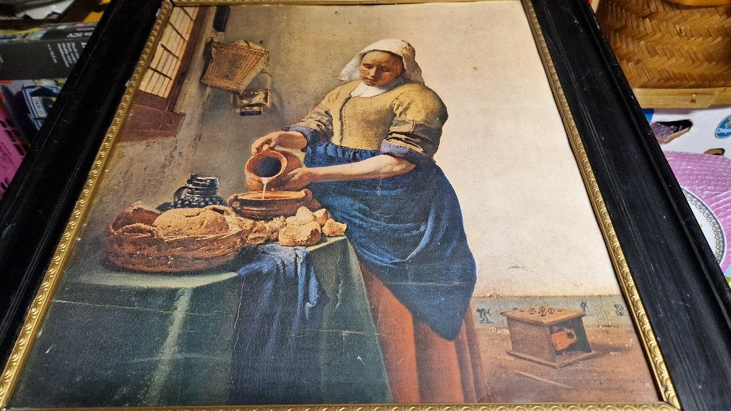 oud schilderij replica het melkvrouwtje, Antiek en Kunst, Ophalen of Verzenden, Portret of Personen
