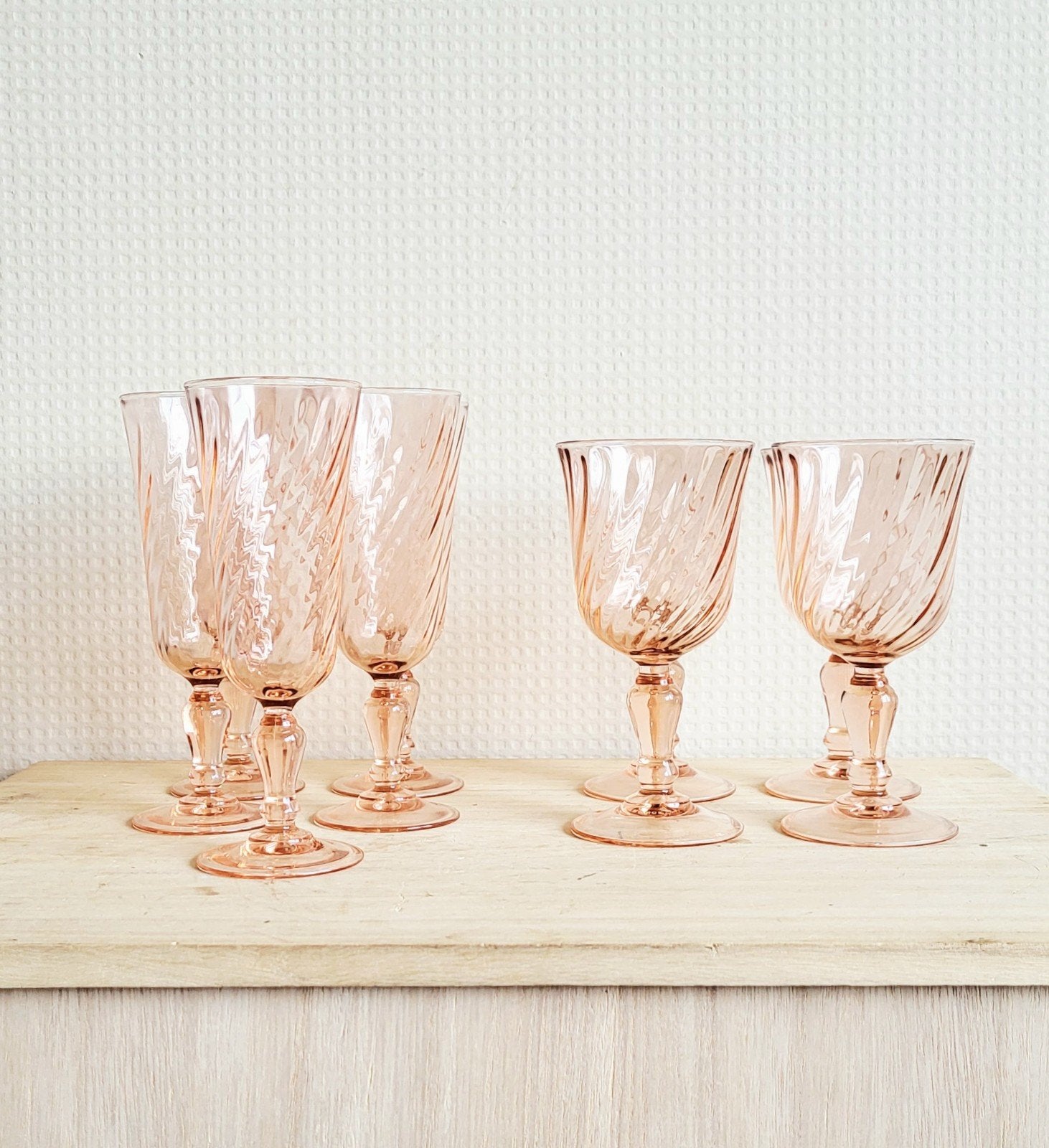 13 delige roze Luminarc France rosaline glazen set!, Ophalen of Verzenden, Zo goed als nieuw, Overige typen
