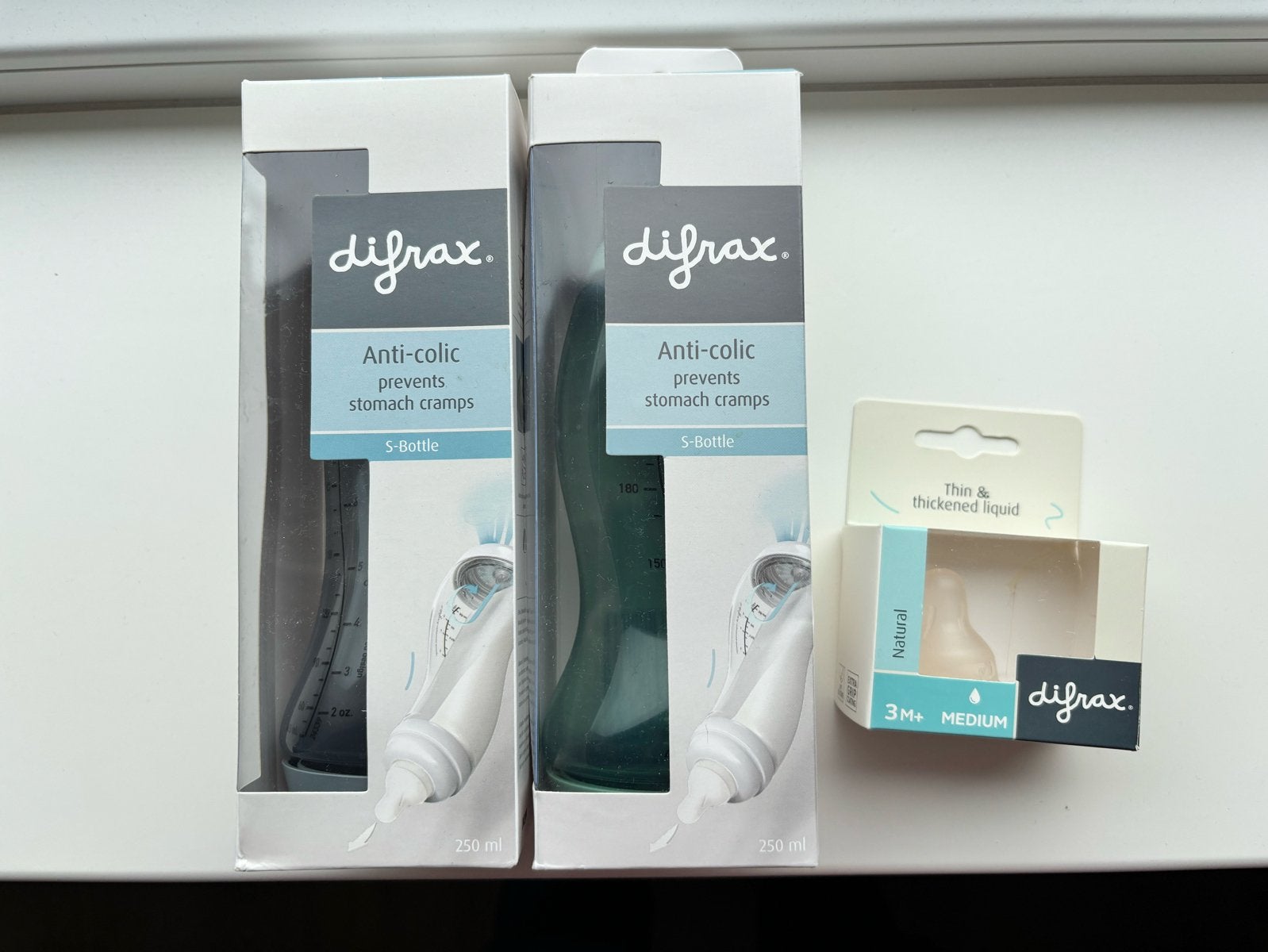 Difrax S-fles anti-koliek (2x) + speen medium (1x), Ophalen of Verzenden, Nieuw, Babyfles, Difrax