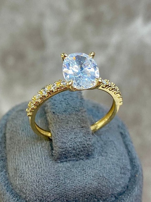 14k Gouden Ring met Zirkonia, Ophalen of Verzenden, Zo goed als nieuw, 17 tot 18, Dame