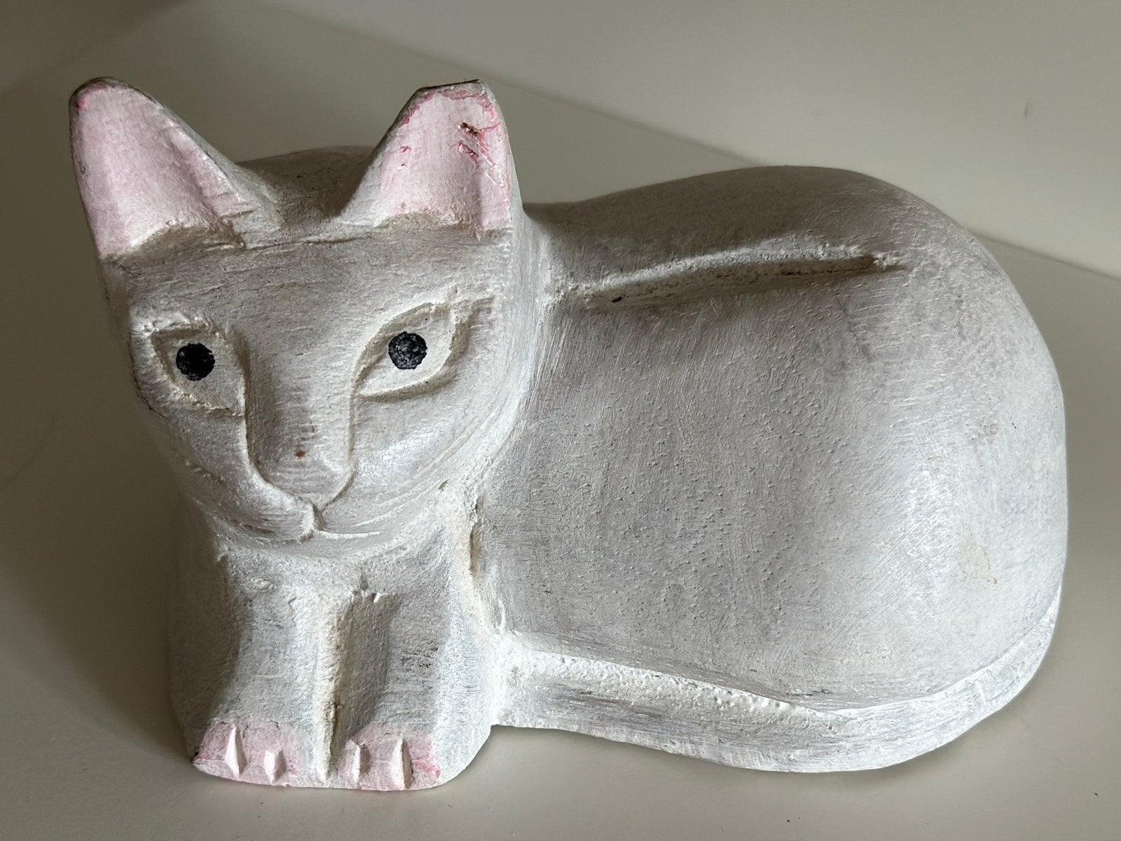 Wit houten beeld kat, Ophalen of Verzenden, Zo goed als nieuw, Dier