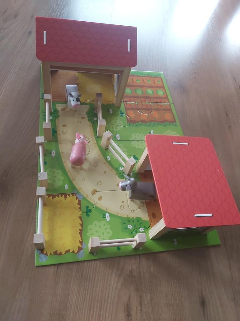 Houten boerderij speelset met dieren, Ophalen of Verzenden, Jongen of Meisje