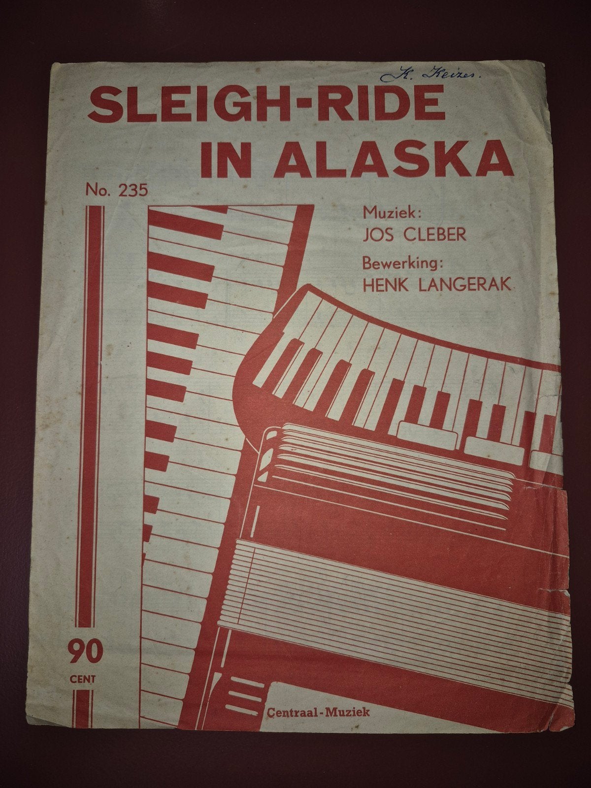 Sleigh-Ride in Alaska - bladmuziek voor accordeon, Gebruikt, Overige genres, Ophalen of Verzenden, Artiest of Componist