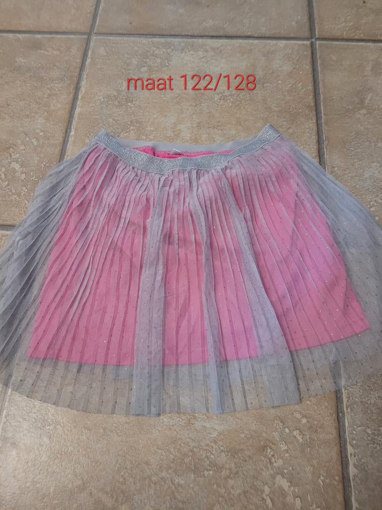 Roze rok met grijze tule, maat 122/128, Ophalen of Verzenden