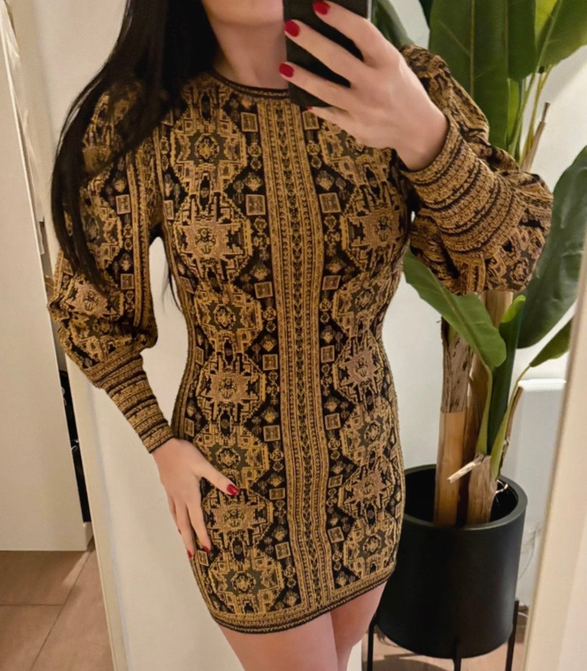 Zara Jacquard Jurk Maat 36 (S) Goud Zwart Tweed Stijl, Ophalen of Verzenden, Zo goed als nieuw, Maat 36 (S), Boven de knie