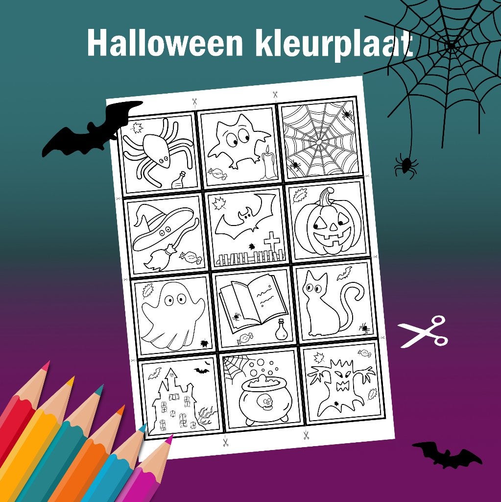 Halloween kleurplaat, memory spelkaartjes of knutselplaatjes, Verzenden, Nieuw, Overige typen