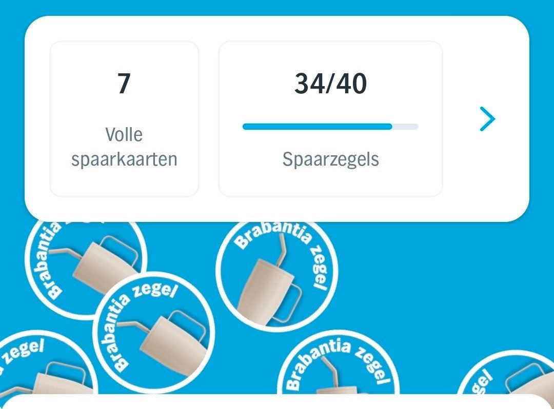 Brabantia spaarzegels - 7 volle spaarkaarten en 34/40 zegels, Hobby en Vrije tijd, Spaarzegeltjes, Ophalen of Verzenden, Overige soorten